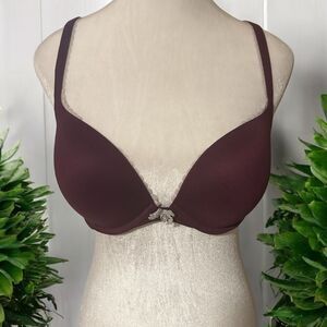 Victorias Secret Body By Victoria Push-Up Pigeonnant Bra 34D Wine Maroon